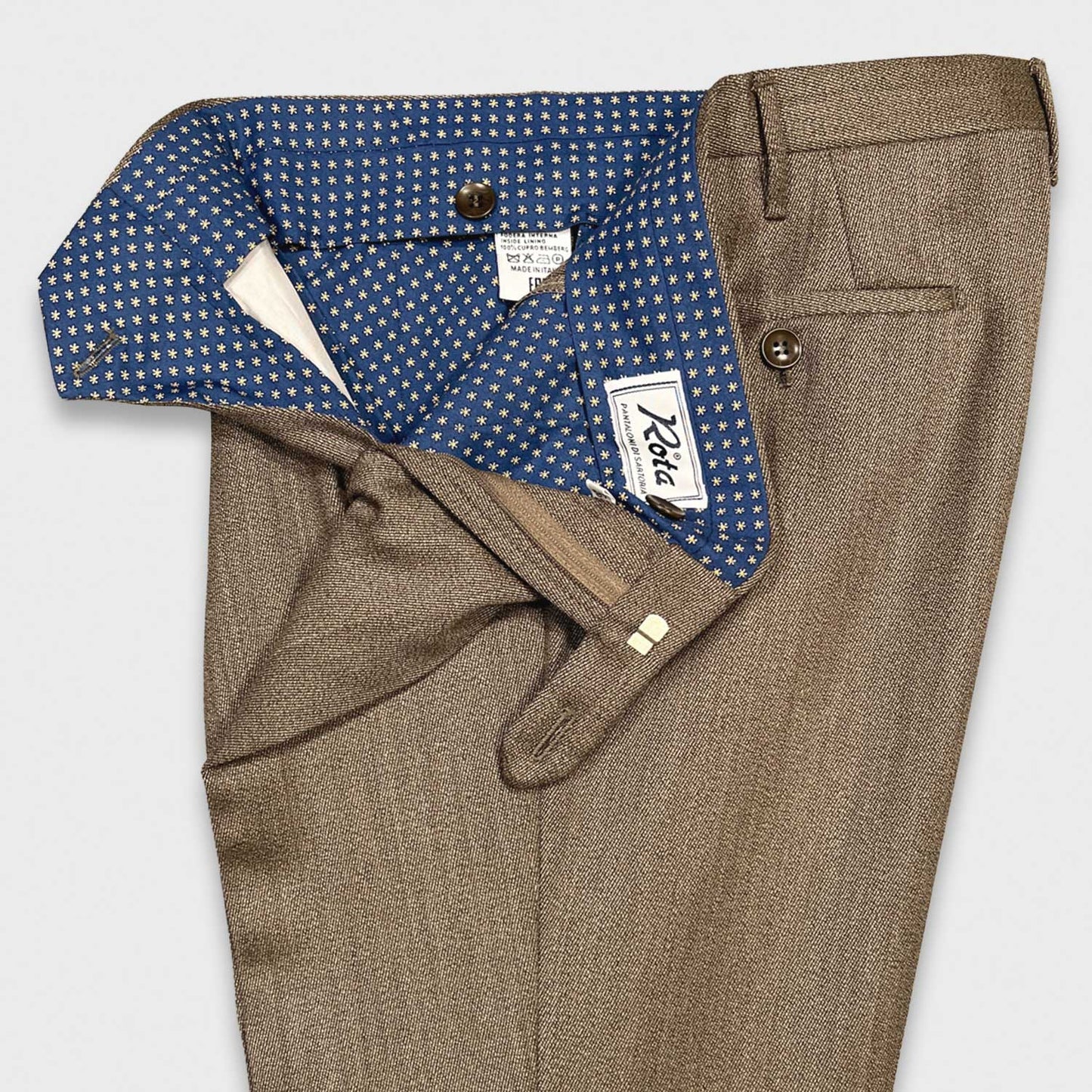 Rota Covert Wool Trousers Brown Beige-Wools Boutique Uomo