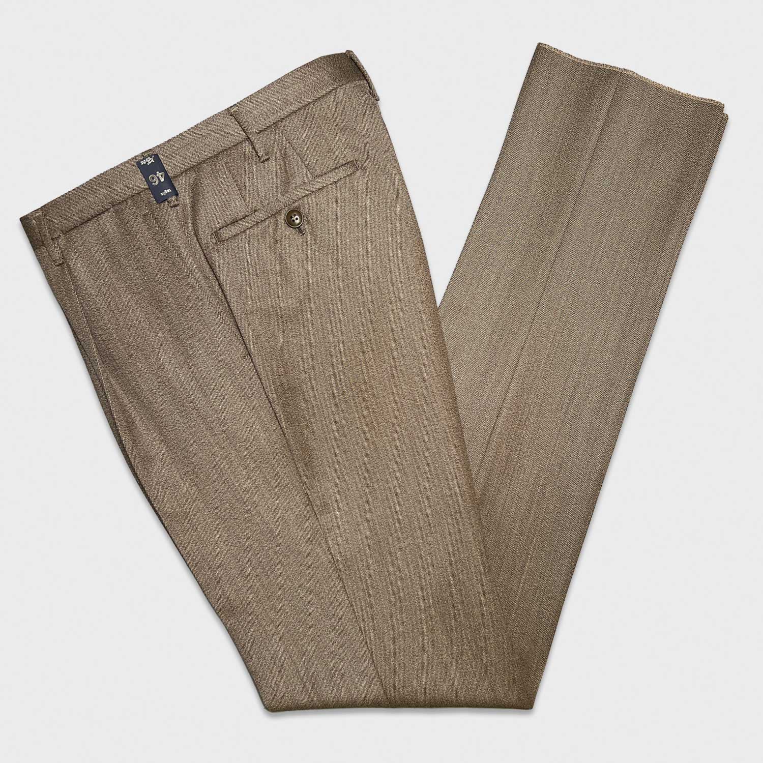 パンツ Rota Brown Wool 2tuck Trousers 48 Brown Beige Covert Wool Tailored Trousers Made in Italy Rota