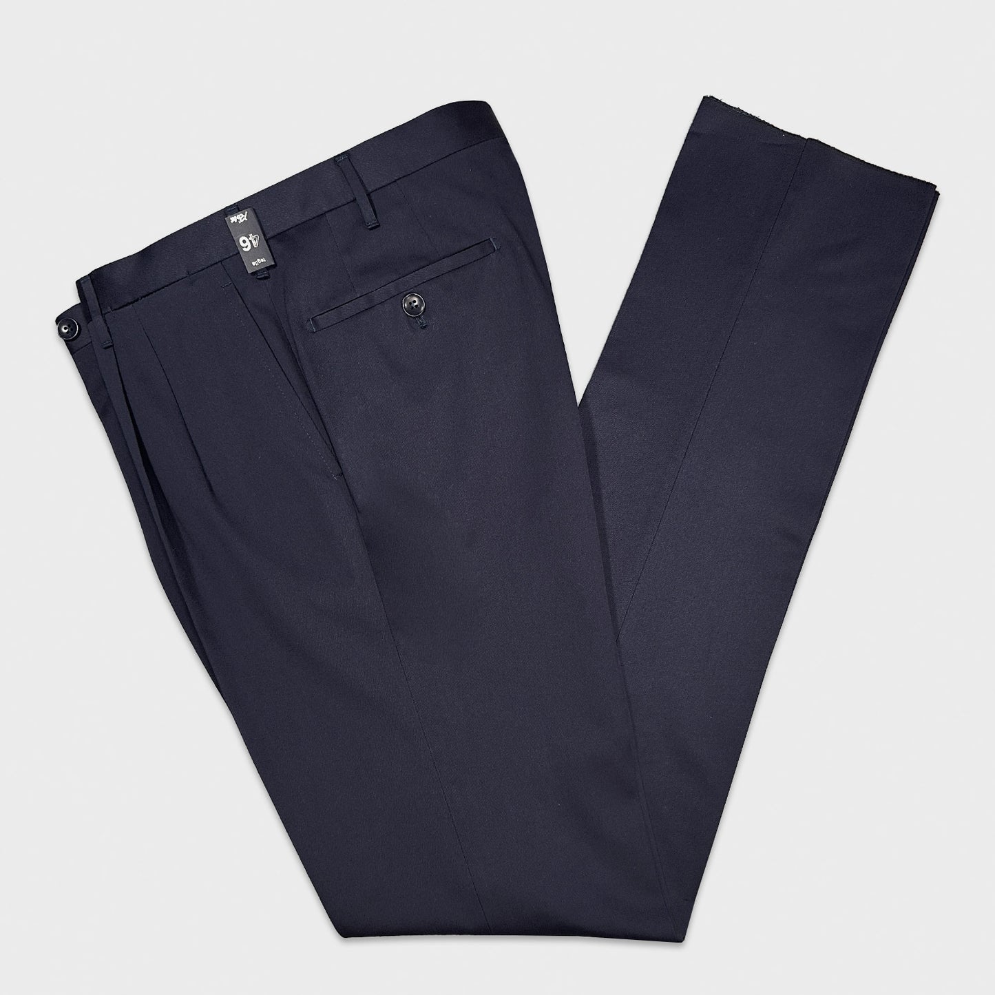 Rota Men's Trousers Double Pleats Cotton Twill Navy Blue-Wools Boutique Uomo