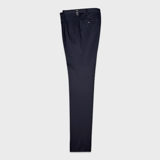 Rota Men's Trousers Double Pleats Cotton Twill Navy Blue-Wools Boutique Uomo