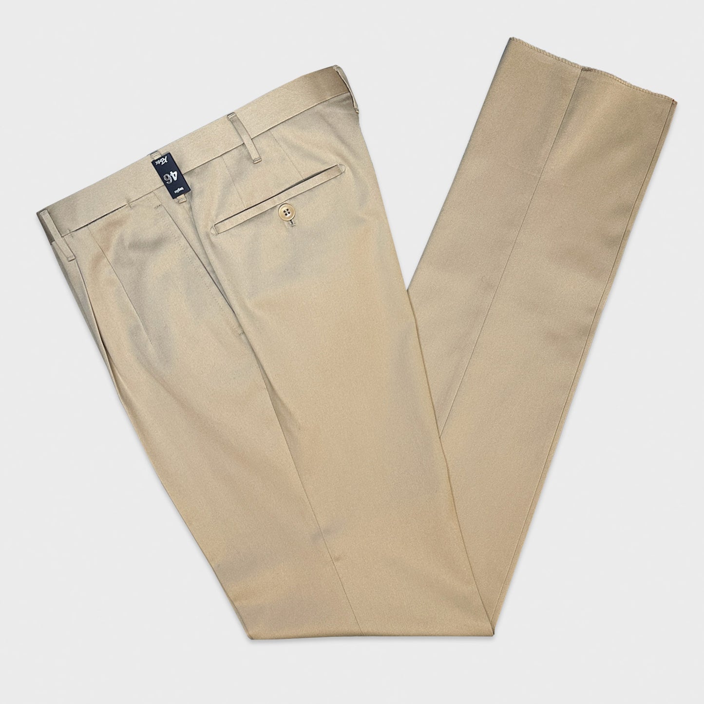 Rota Men's Trousers Double Pleats Cotton Twill Beige-Wools Boutique Uomo