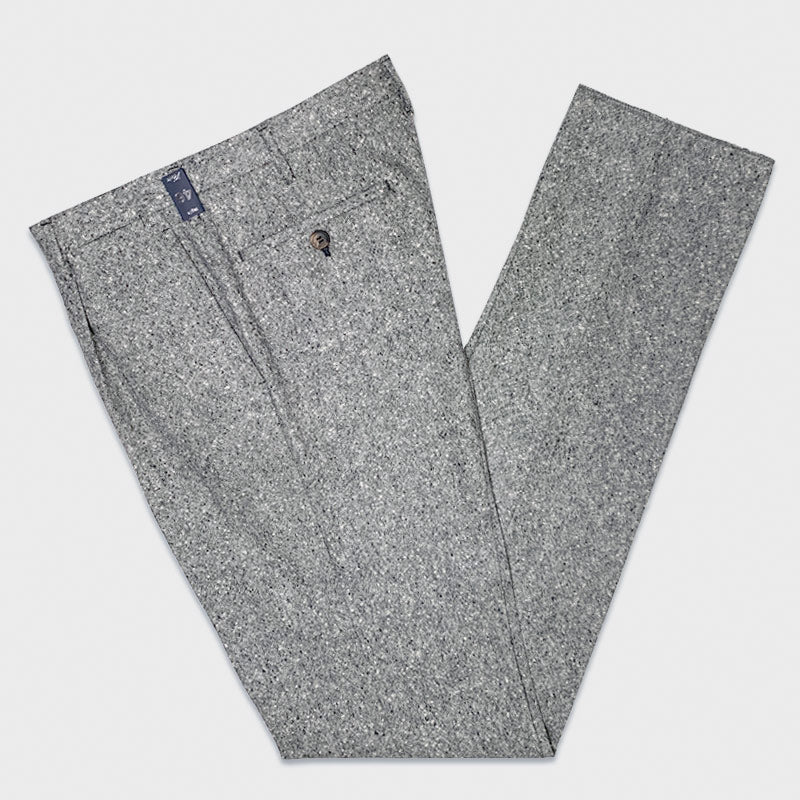 Rota Men's Wool Trousers Donegal Tweed Black White-Wools Boutique Uomo