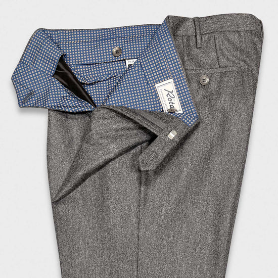 Rota Men's Flannel Wool Trousers Smoke Grey-Wools Boutique Uomo