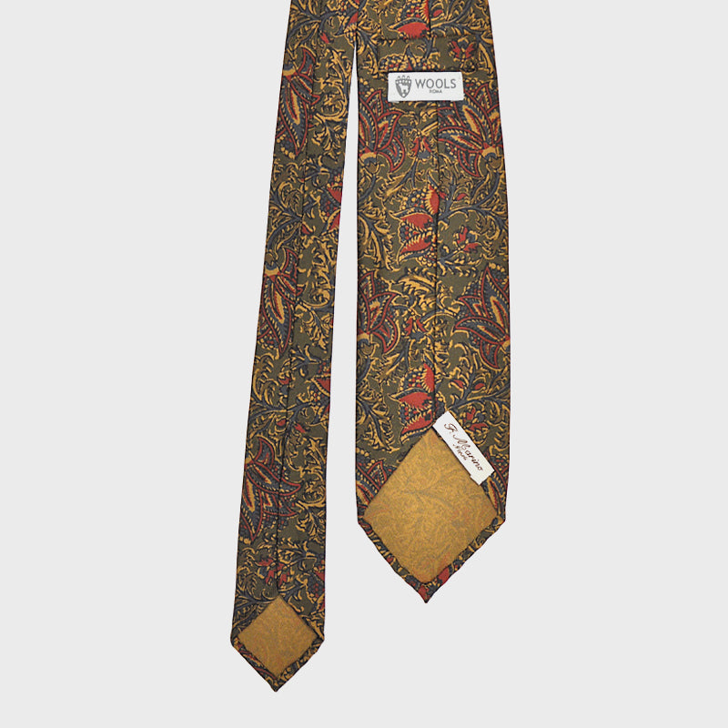 F.Marino Handmade 3-Fold Untipped Garden Silk Tie | Green-Wools Boutique Uomo