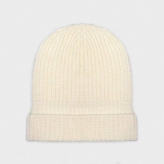 Valstar Cashmere Hat Ribbed Ivory White-Wools Boutique Uomo