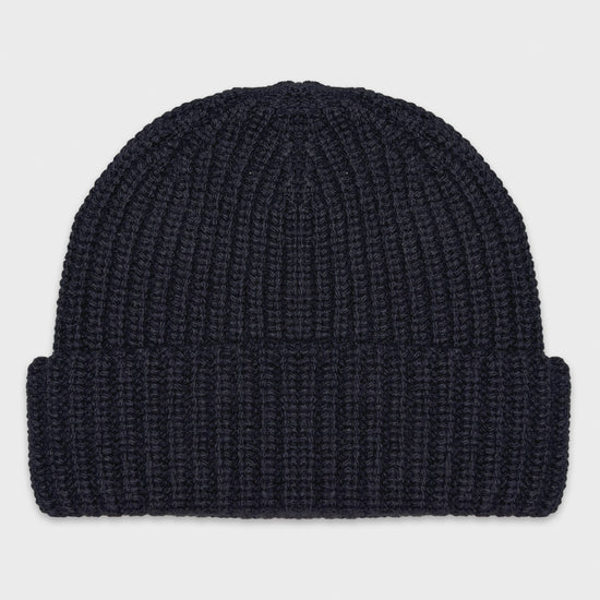 Valstar Cashmere Hat Ribbed Navy Blue-Wools Boutique Uomo