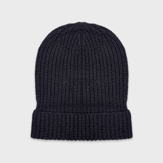 Valstar Cashmere Hat Ribbed Navy Blue-Wools Boutique Uomo