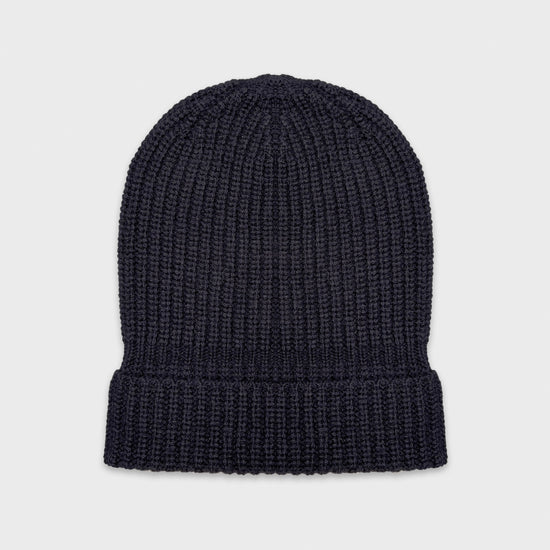 Load image into Gallery viewer, Valstar Cashmere Hat Ribbed Navy Blue-Wools Boutique Uomo
