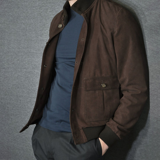 Load image into Gallery viewer, Valstarino A1 Military Flight Jacket Suede Brown Caffè-Wools Boutique Uomo
