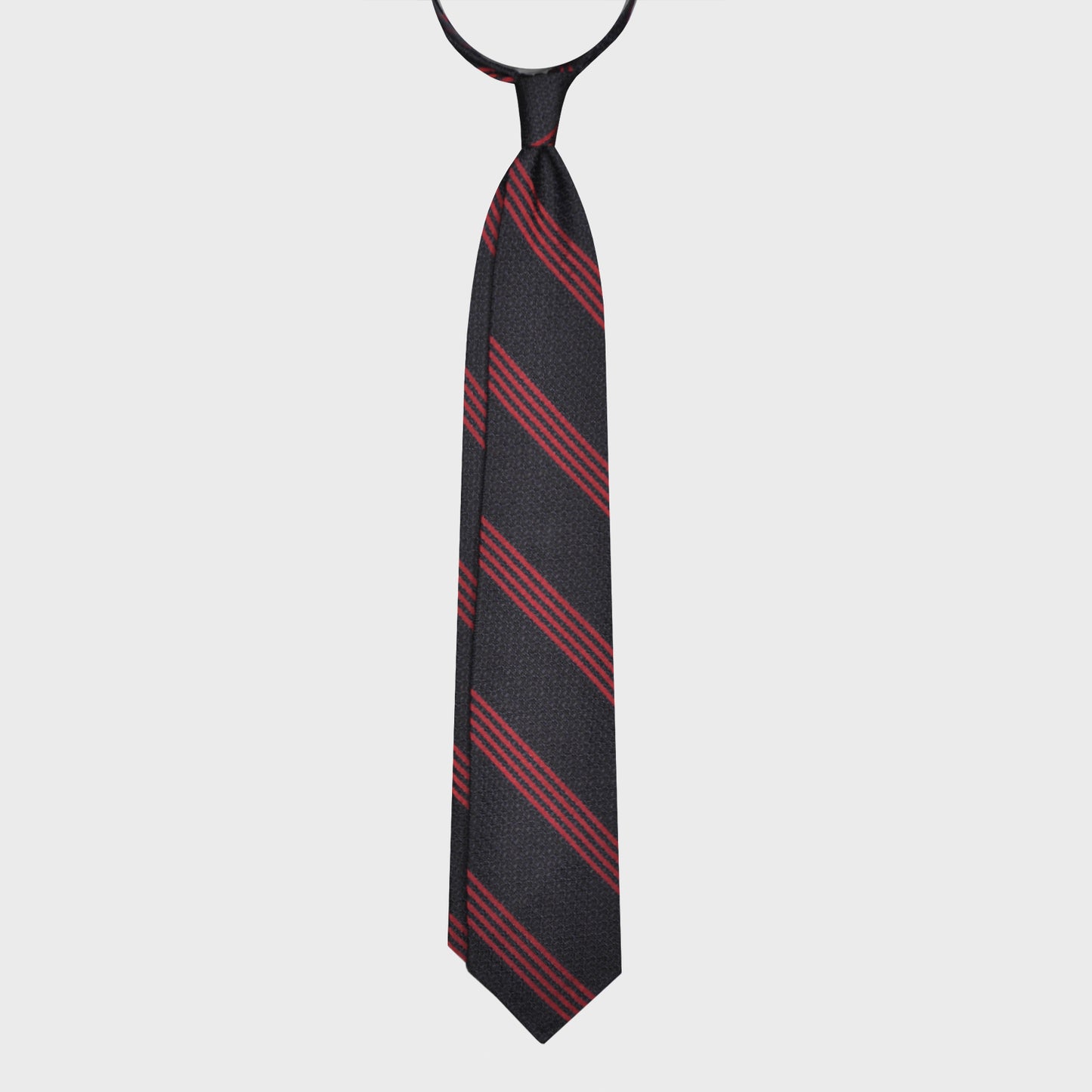 F.Marino Silk Tie 3 Folds Regimental Striped Red-Wools Boutique Uomo