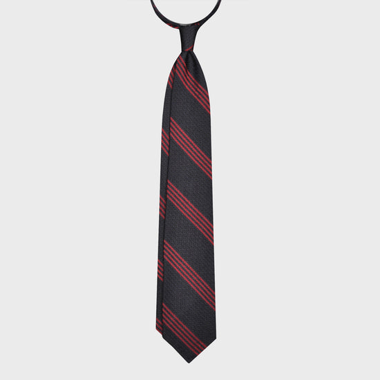 F.Marino Silk Tie 3 Folds Regimental Striped Red-Wools Boutique Uomo