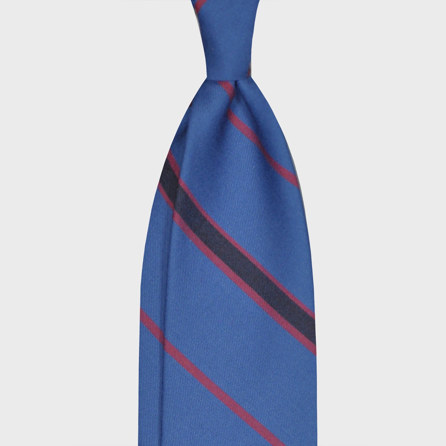 F.Marino Wool Tie 3 Folds Regimental Striped Sky Blue-Wools Boutique Uomo