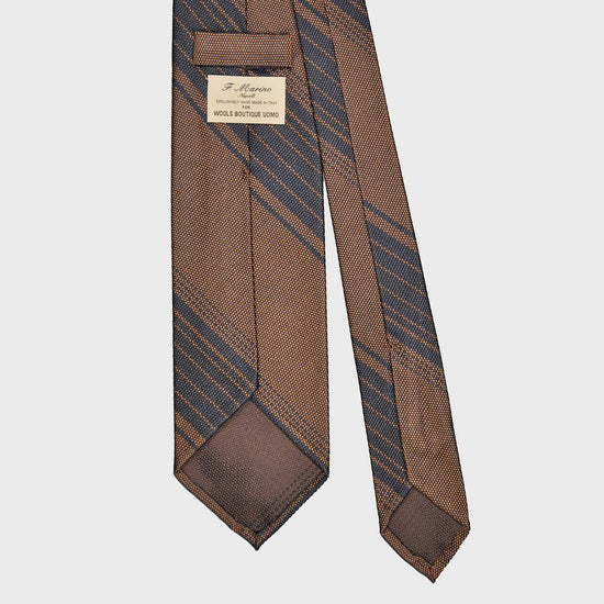 F.Marino Panama Silk Tie 3 Folds Regimental Striped Bronze-Wools Boutique Uomo