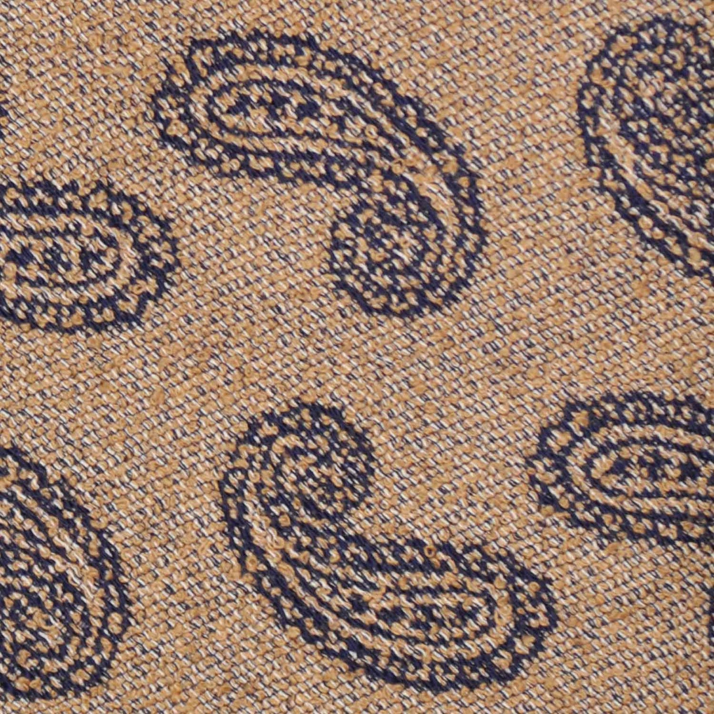 F.Marino Crêpe Silk Wool Tie 3 Folds Paisley Brandy Beige-Wools Boutique Uomo