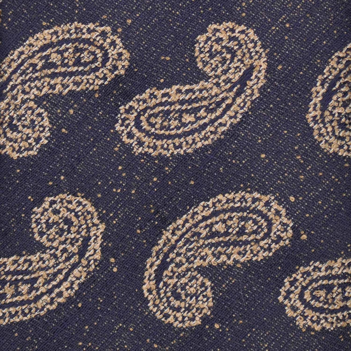 F.Marino Crêpe Silk Wool Tie 3 Folds Paisley Indigo Blue-Wools Boutique Uomo