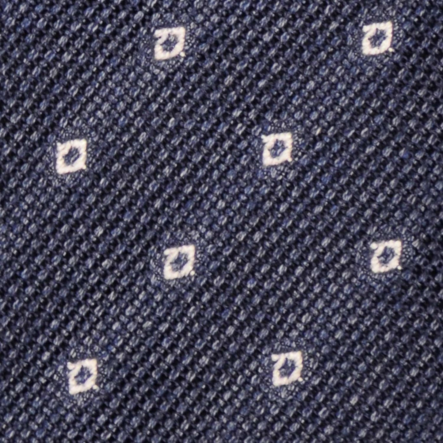 F.Marino Grenadine Silk Tie 3 Folds Denim Blue Rhombuses-Wools Boutique Uomo