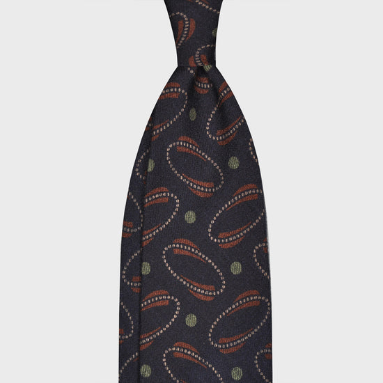F.Marino Wool Tie 3 Folds Planetary Ring Blue-Wools Boutique Uomo