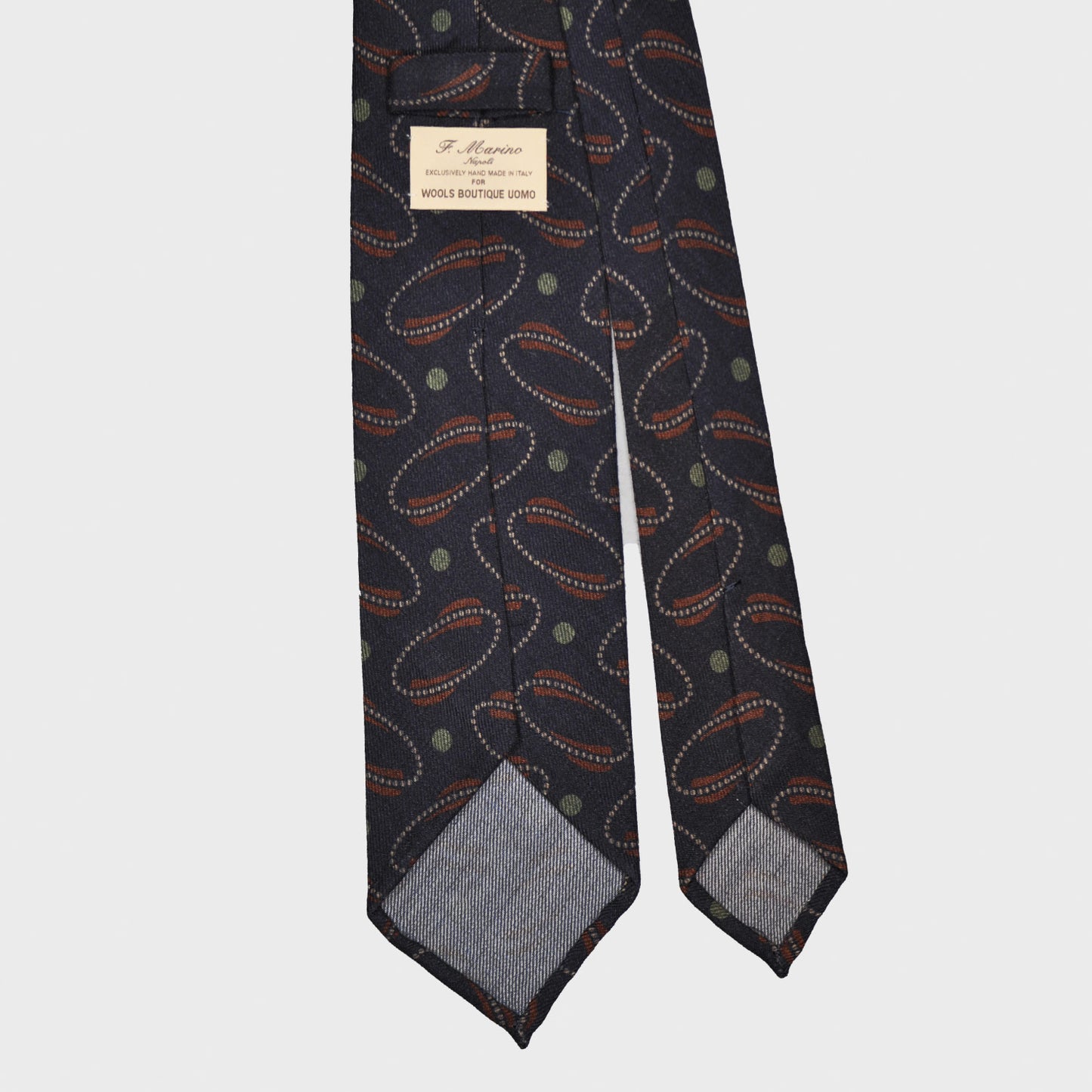 F.Marino Wool Tie 3 Folds Planetary Ring Blue-Wools Boutique Uomo