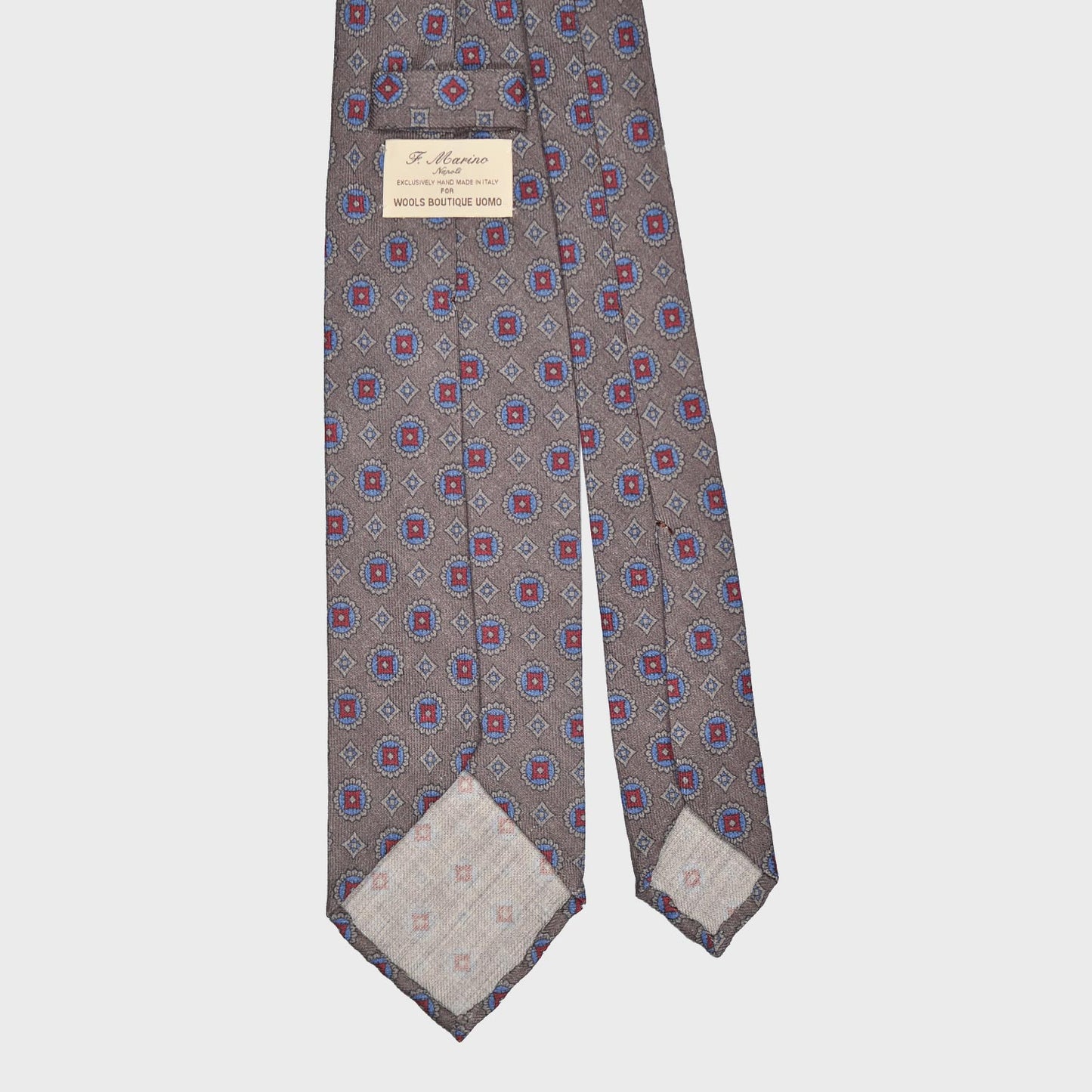 F.Marino Wool Tie 3 Folds Daisy Smoke Grey-Wools Boutique Uomo