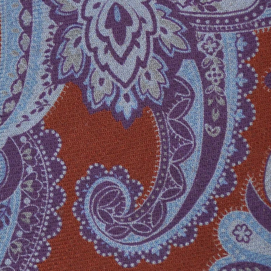 F.Marino Wool Tie 3 Folds Damask Pattern Coffee Brown-Wools Boutique Uomo