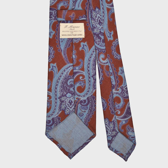 Load image into Gallery viewer, F.Marino Wool Tie 3 Folds Damask Pattern Coffee Brown-Wools Boutique Uomo
